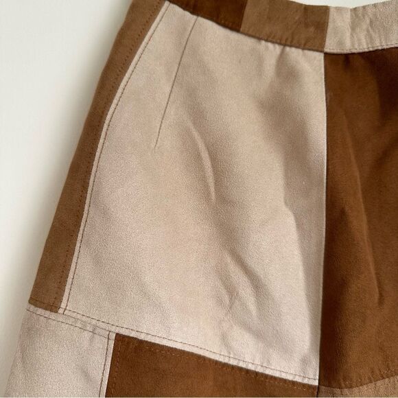 Hollister tan brown and neutrals color block western mini skirt cowgirl - Picture 4 of 10